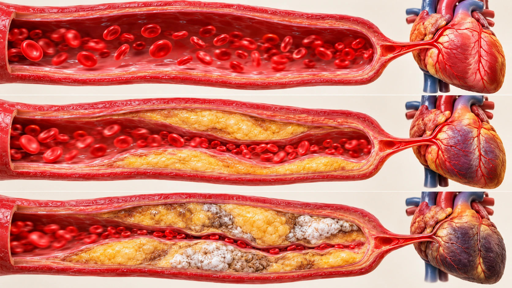 Arterien und Prostata im Alter von 45, 55 und 65 Jahren